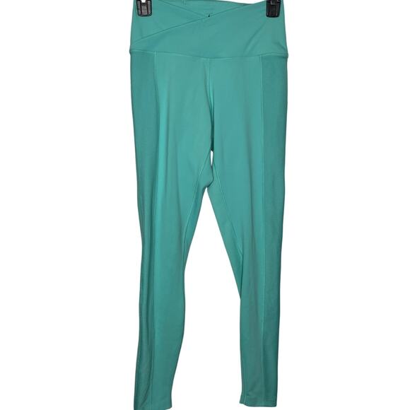 Nike Dri Fit Teal Baby Blue Leggings Size Small Cross Over Front - Picture 1 of 7